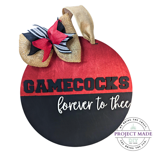 Handmade Wooden Door Hanger Gamecocks Forever To Thee