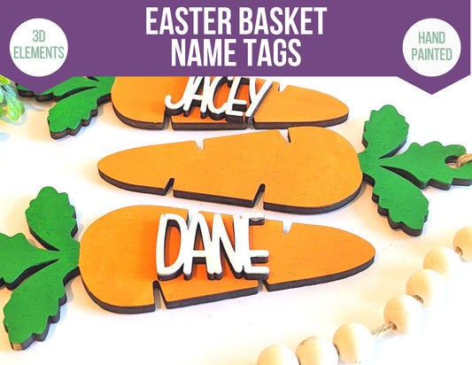 Easter Basket Tags, Easter Basket Name Tags, Custom Easter Basket Name Tag, Carrot Name Tag, Gift Basket Name Tag, Custom Name Tag, Easter